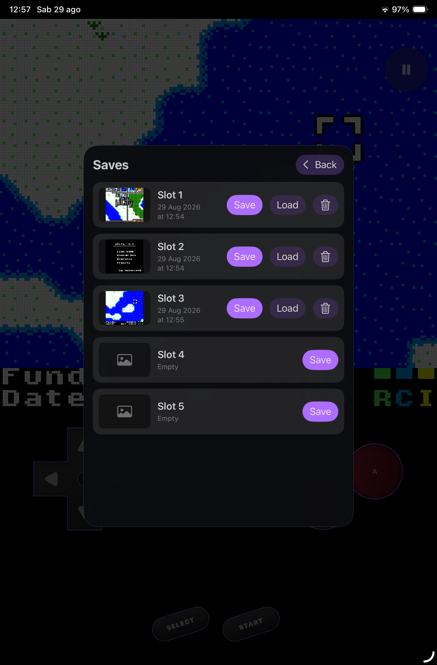 Gestione dei save state in Pocket Colors